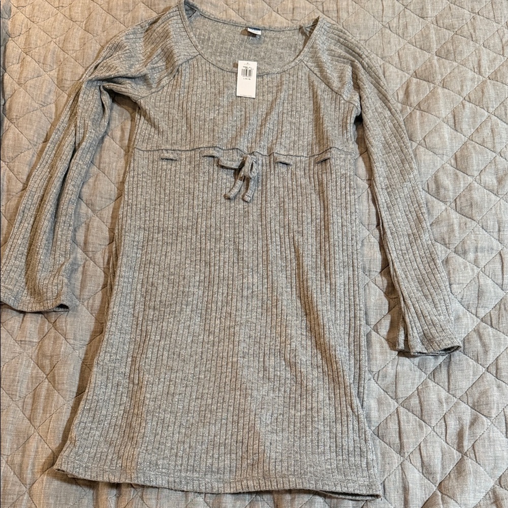 Old Navy Gray Ribbed Knit Dress